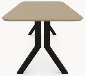 Melamine eettafel Mojave - Recht Radius vorm - Y onderstel metaal - detail foto 5 | Industrial Home