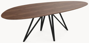 Walnoot eettafel - Kiezel B - Spikes metaal — productfoto 7
