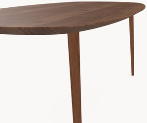 Walnoot eettafel - Deens Recht - Triangle walnoot onderstel — productfoto 6