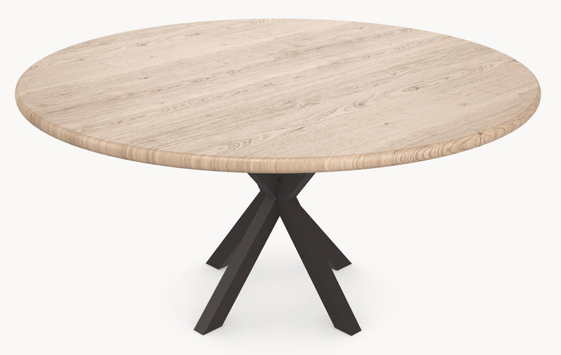 Eiken massief eettafel - Rond - Matrix - Industrial Home