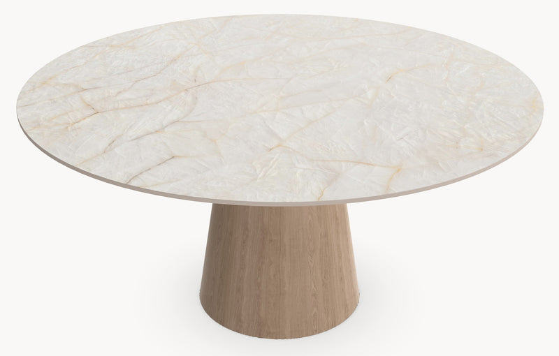 Keramiek Chrystal Clear eettafel - Rond - Cone eiken - Industrial Home