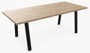 Eiken massief visgraat eettafel - Recht - A onderstel - Industrial Home