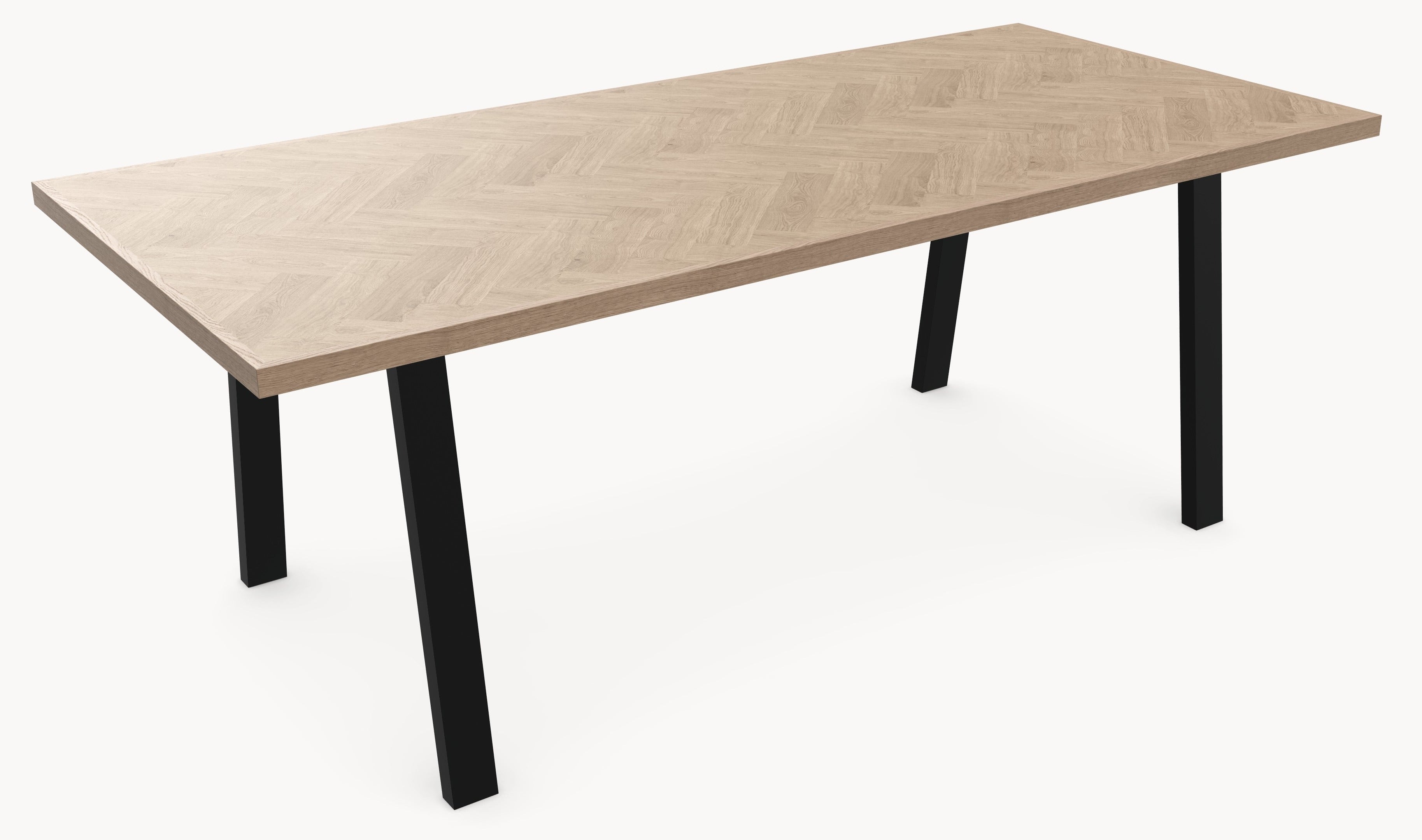 Eiken massief visgraat eettafel - Recht - A onderstel