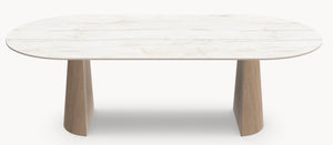 Keramische eettafel Silver Root White- Plat Ovaal - 2 Half cones eiken - Japandi sfeerbeeld 3 - Industrial Home