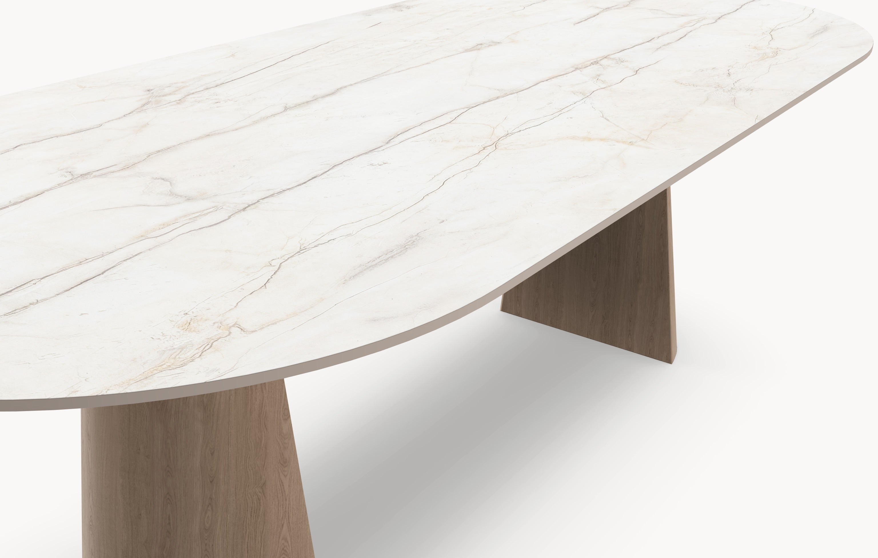 Keramische eettafel Silver Root White- Plat Ovaal - 2 Half cones eiken - Japandi sfeerbeeld 5 - Industrial Home