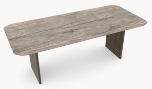 Keramische eettafel Silver Root Grey- Recht Rond - Wall eiken - Japandi - Industrial Home