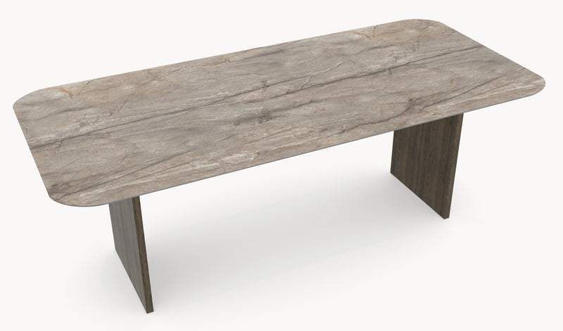 Keramische eettafel Silver Root Grey- Recht Rond - Wall eiken - Japandi - Industrial Home