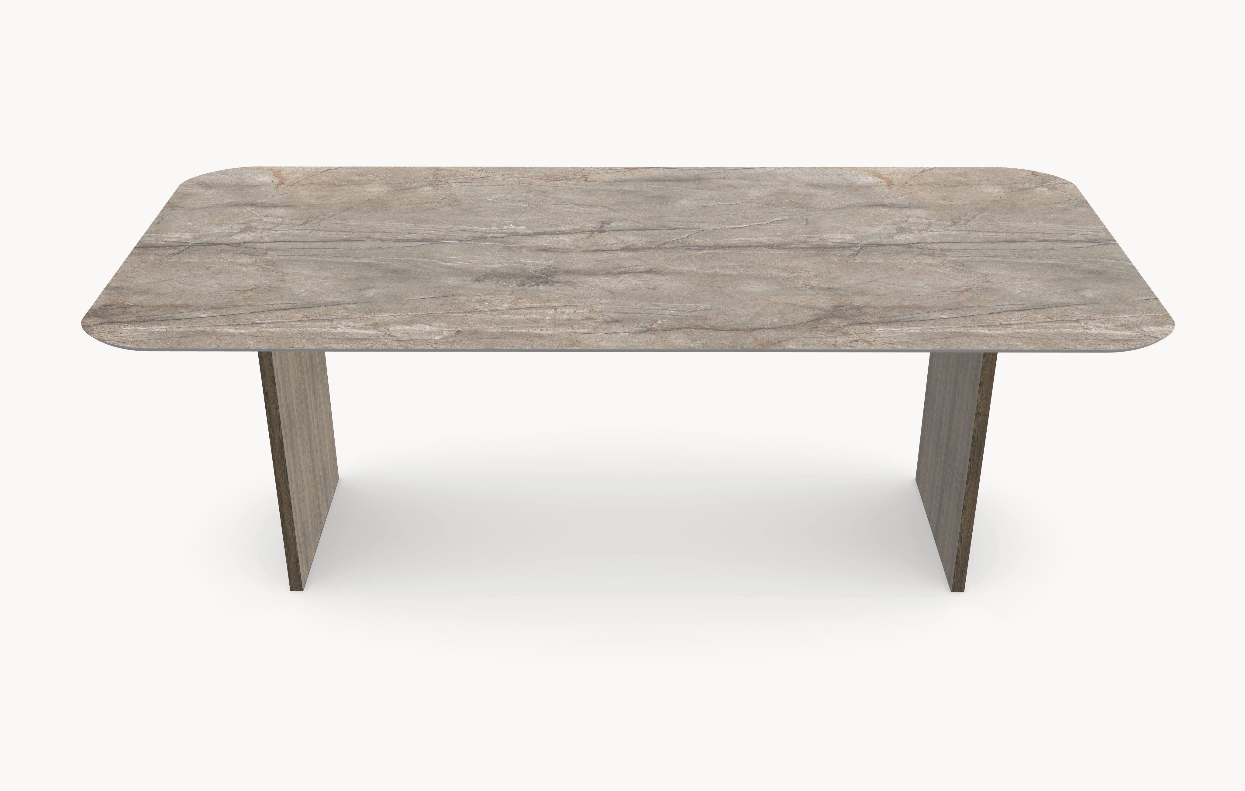 Keramische eettafel Silver Root Grey- Recht Rond - Wall eiken - Japandi