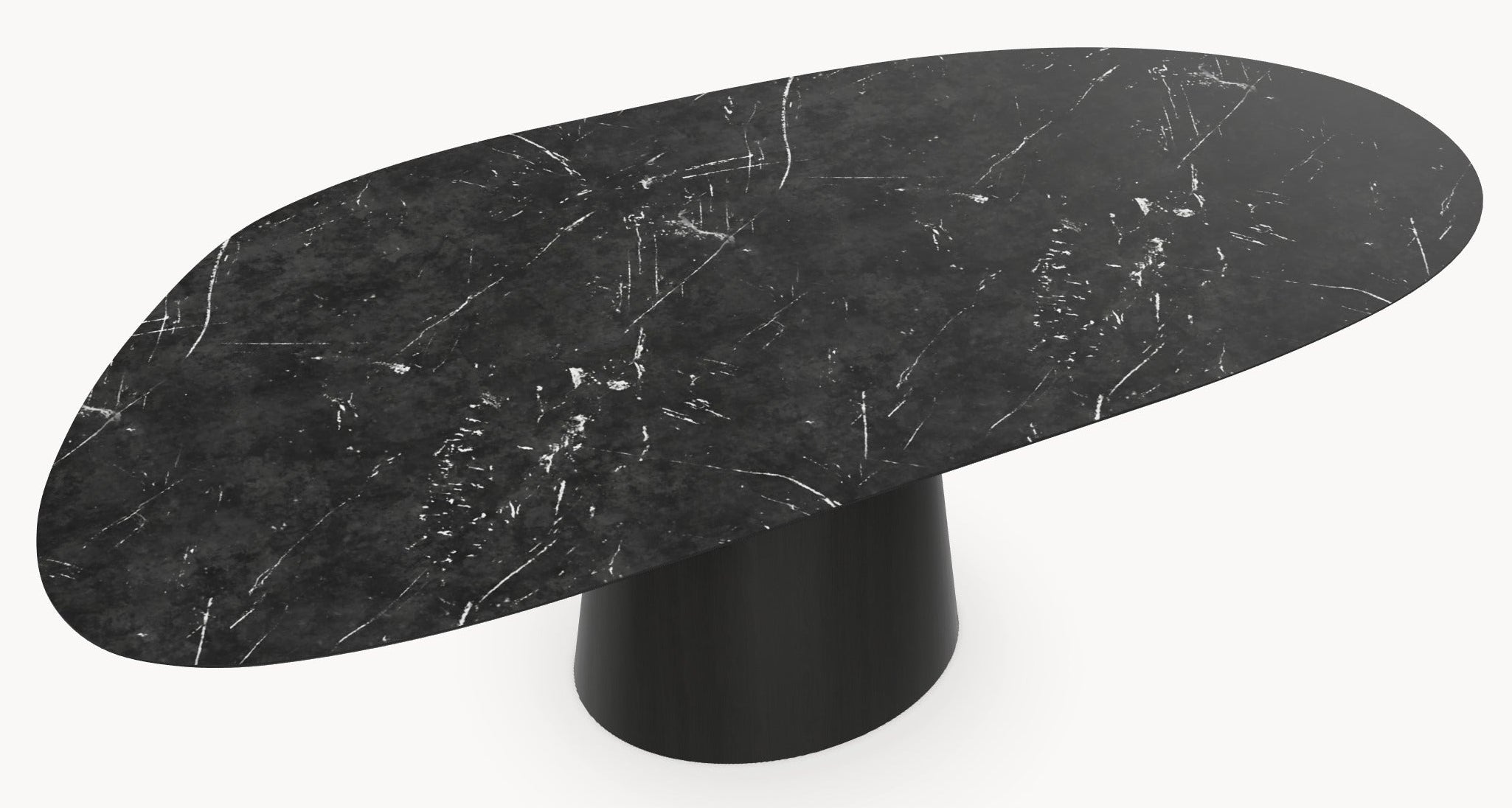 HPL eettafel Black Marble- Organisch B - Cone oval eiken - Japandi