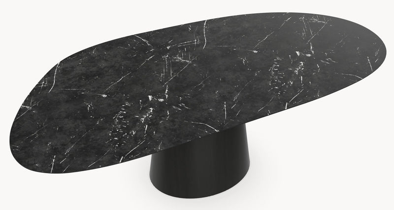 HPL eettafel Black Marble- Organisch B - Cone oval eiken - Japandi - Industrial Home