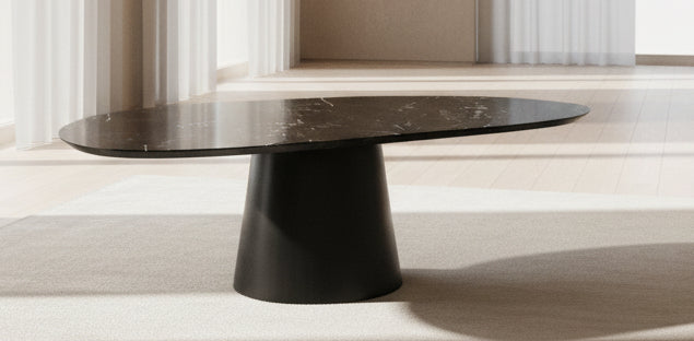 HPL eettafel Black Marble- Organisch B - Cone oval eiken - Japandi sfeerbeeld 3 - Industrial Home