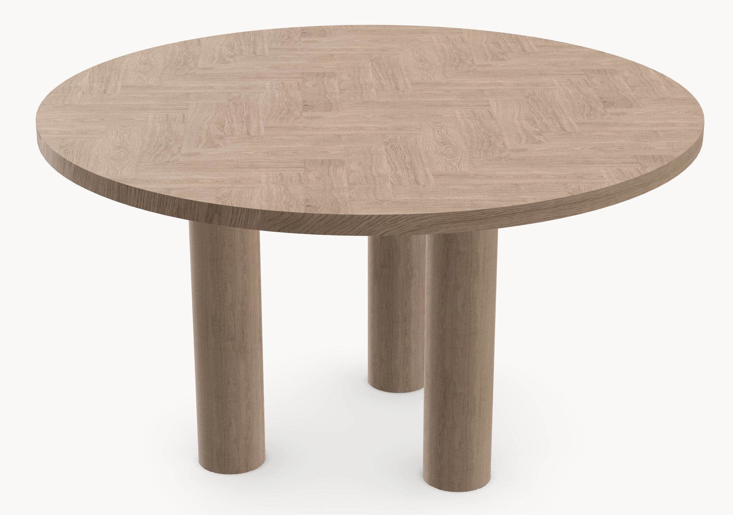 Eiken visgraat eettafel - Rond - Pole eiken - Japandi