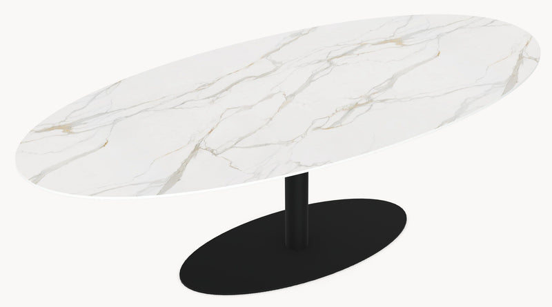 Keramische tafel Calacatta Oro - Ovaal - Ossy onderstel - Industrial Home