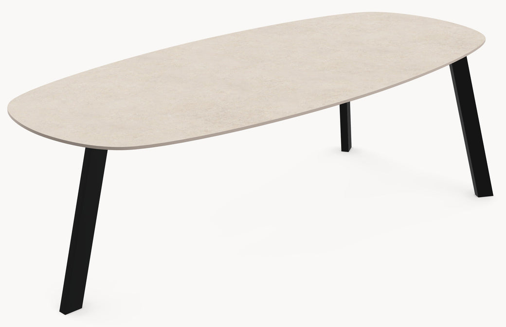 Keramische tafel Paladium Ivory - Deens Ovaal - Trias