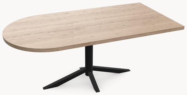 Eiken massief eettafel - Recht Rond - Quattro Metaal