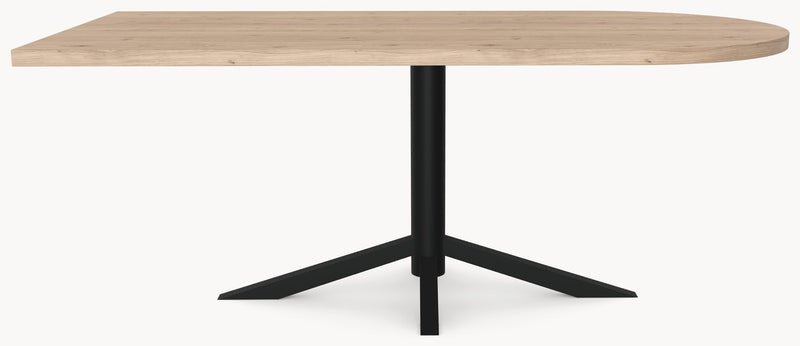 Eiken massief eettafel - Recht Rond - Quattro Metaal sfeerbeeld 2 - Industrial Home