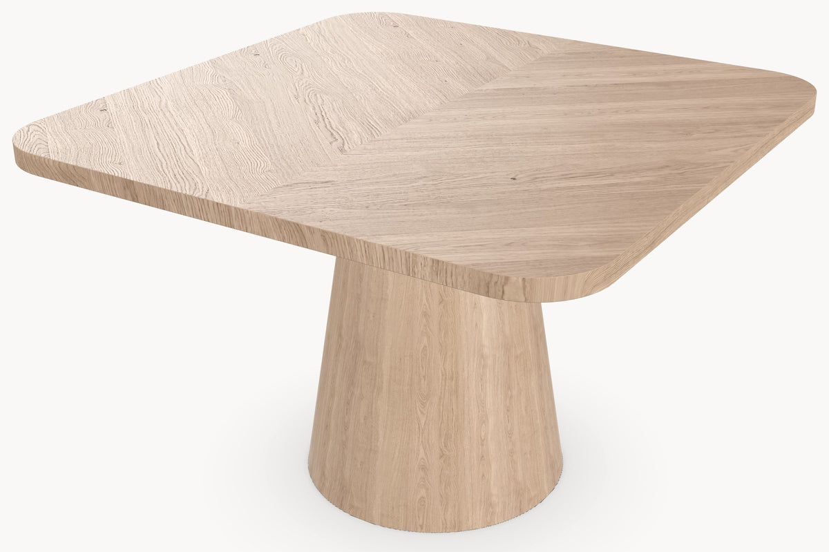 Visgraat eiken eettafel - Vierkant - Cone Eiken - Industrial Home