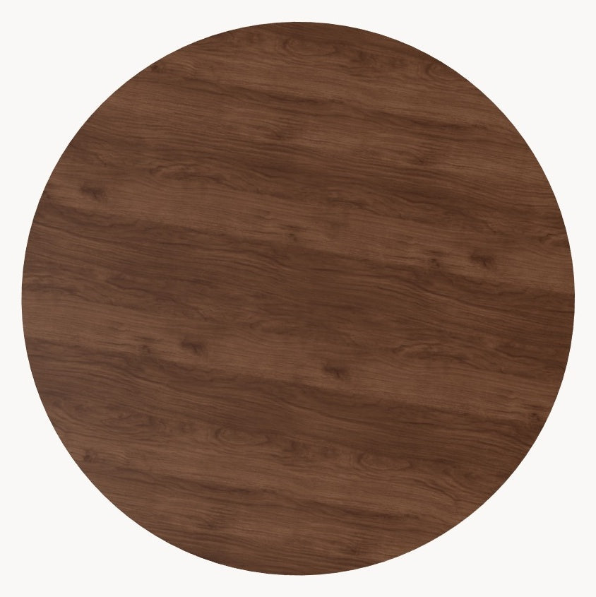 Walnoot houten eettafel - Rond - Pole walnoot onderstel