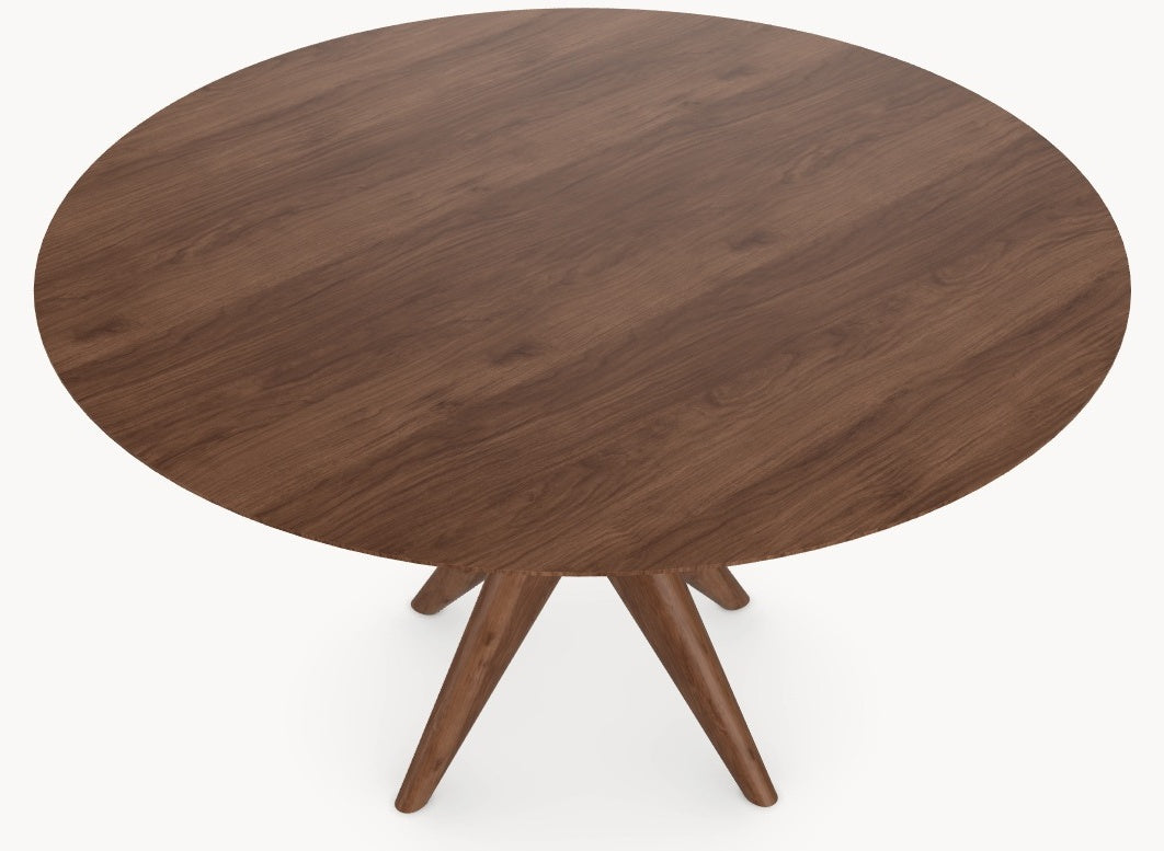 Walnoot eettafel - Rond - Nica walnoot — zijaanzicht