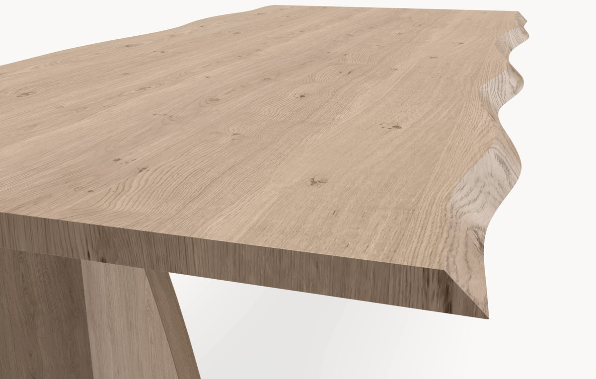 Eiken boomstamrand eettafel - V eiken sfeerbeeld 2 - Industrial Home