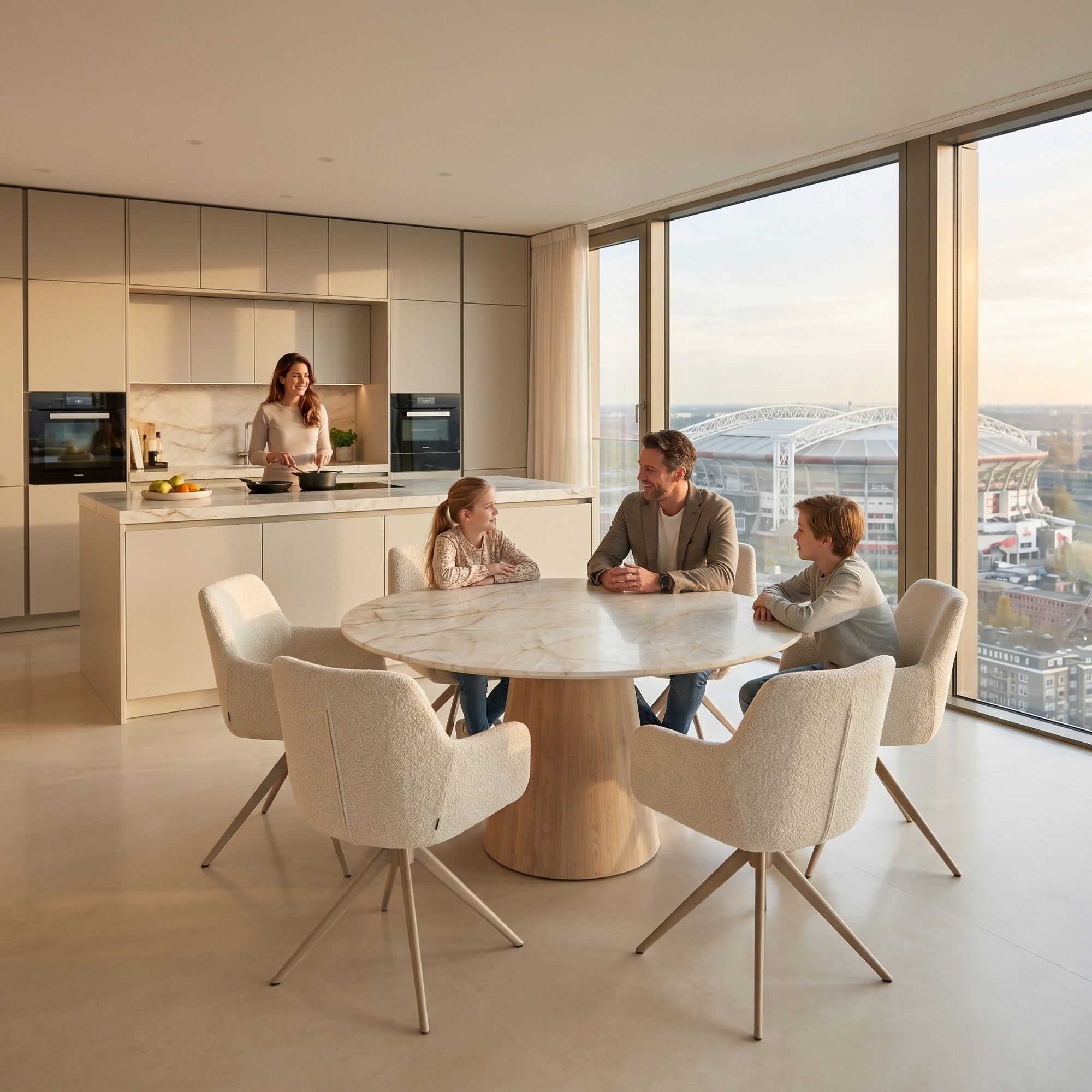 Keramiek Chrystal Clear eettafel - Rond - Cone eiken | Industrial Home