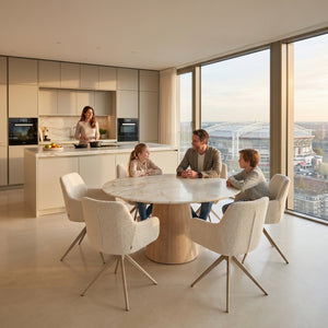 Keramiek Chrystal Clear eettafel - Rond - Cone eiken | Industrial Home
