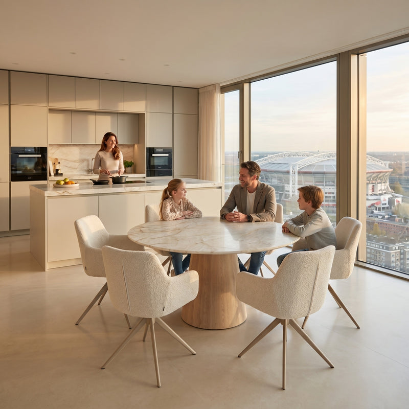 Keramiek Chrystal Clear eettafel - Rond - Cone eiken | Industrial Home