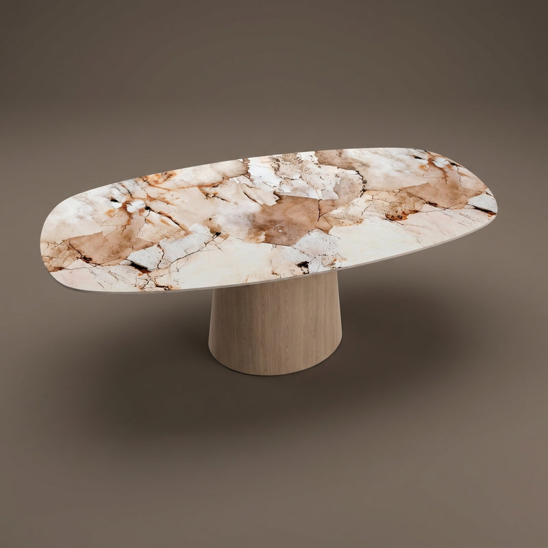 Keramiek eettafel Magellano - Deens Recht - Cone Eiken | Industrial Home