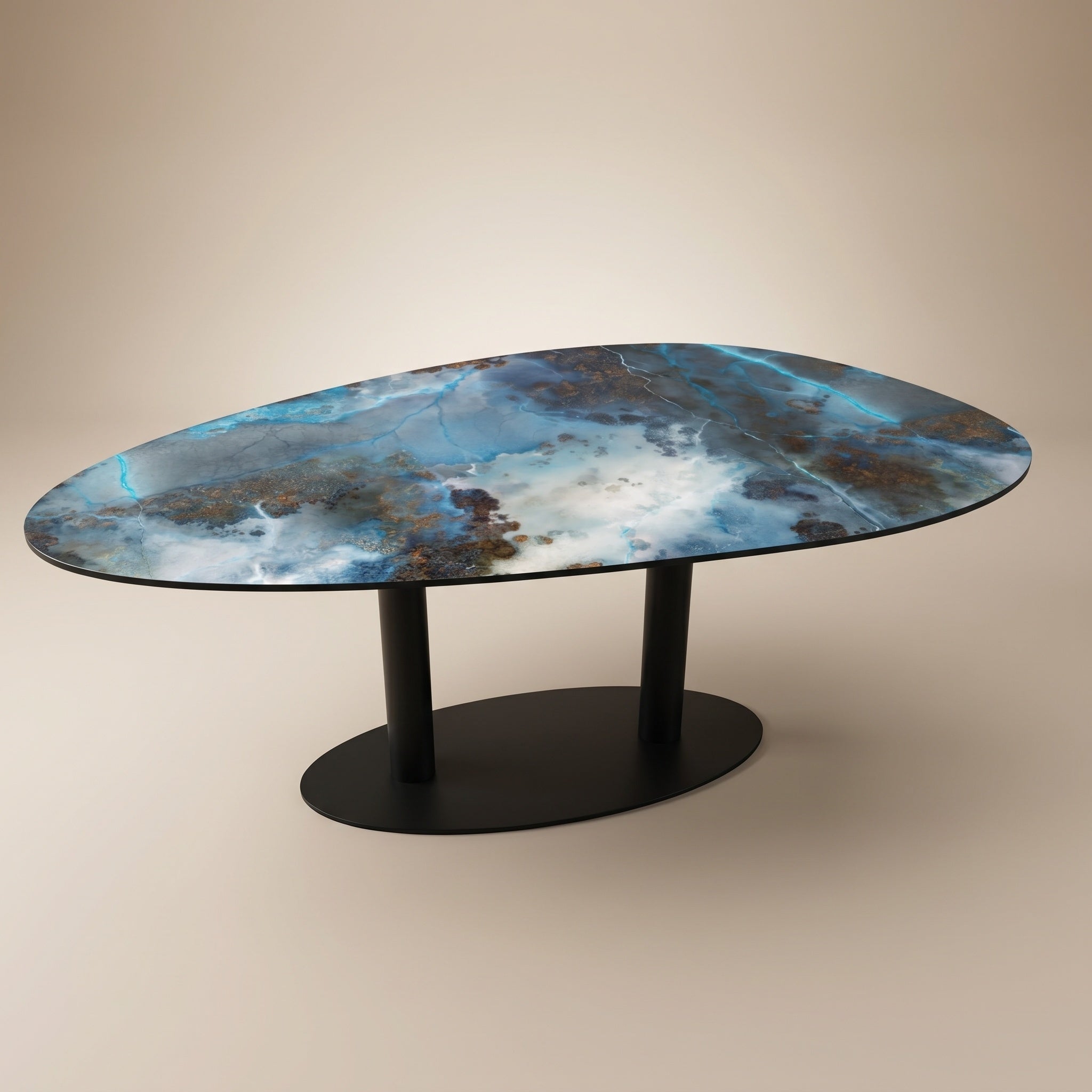 Oak solid herringbone dining table - Danish - Cone