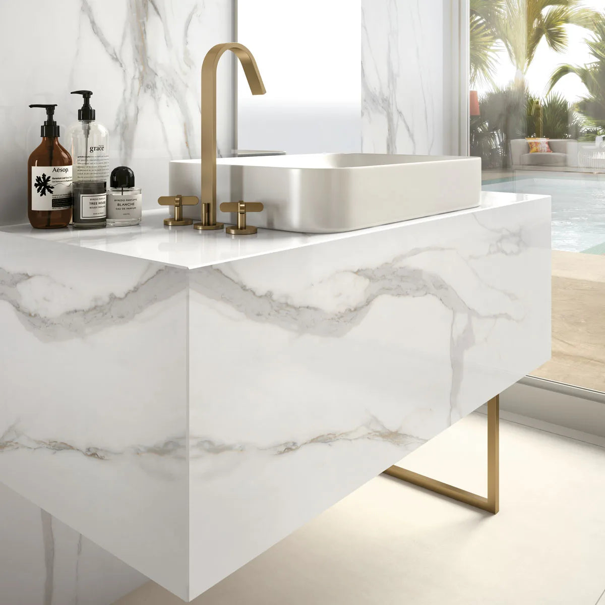 Keramische tafel Calacatta Oro - Ovaal - Ossy onderstel sfeerbeeld 4 - Industrial Home