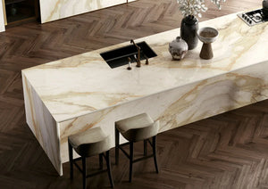 Keramische tafel Calacatta Hermitage - Deens Rond - Half Moon Eiken sfeerbeeld 8 - Industrial Home