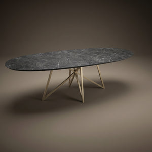Melamine eettafel Anthracite Marble - Deens Rond - Vlinder onderstel | Industrial Home