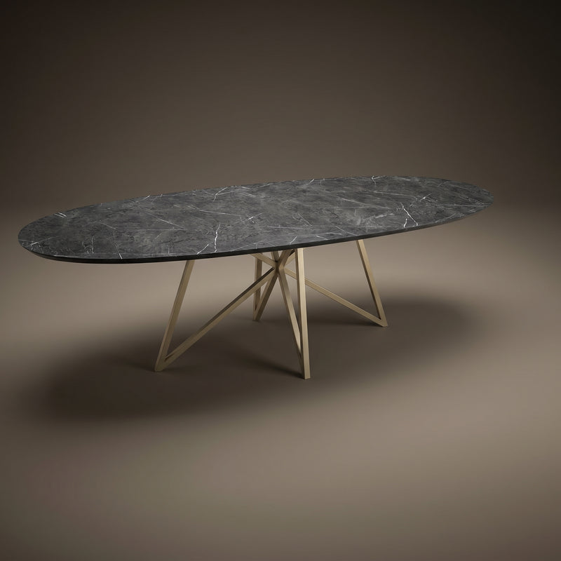 Melamine eettafel Anthracite Marble - Deens Rond - Vlinder onderstel | Industrial Home