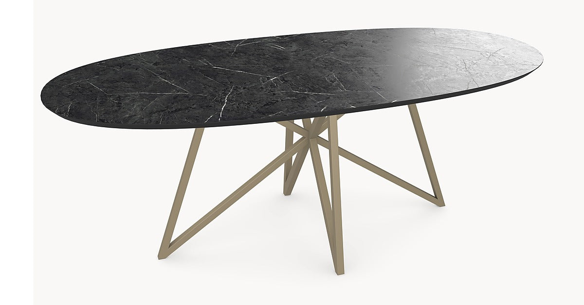 Melamine eettafel Anthracite Marble - Deens Rond - Vlinder onderstel — afbeelding 6 | Industrial Home