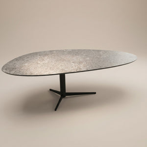 Melamine eettafel Siena Grey Marble - Kiezel B - Trios onderstel metaal | Industrial Home