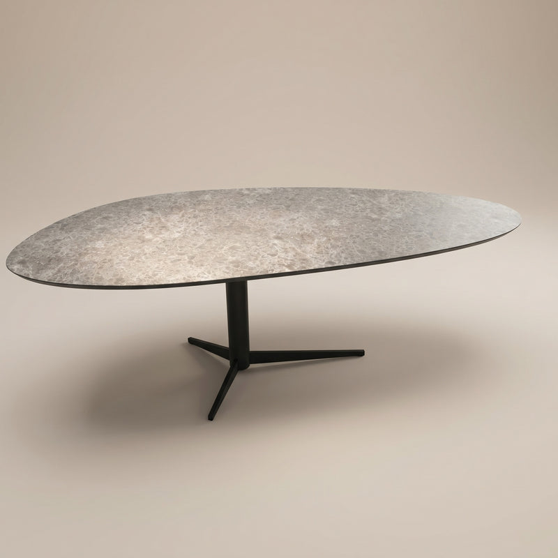 Melamine eettafel Siena Grey Marble - Kiezel B - Trios onderstel metaal | Industrial Home