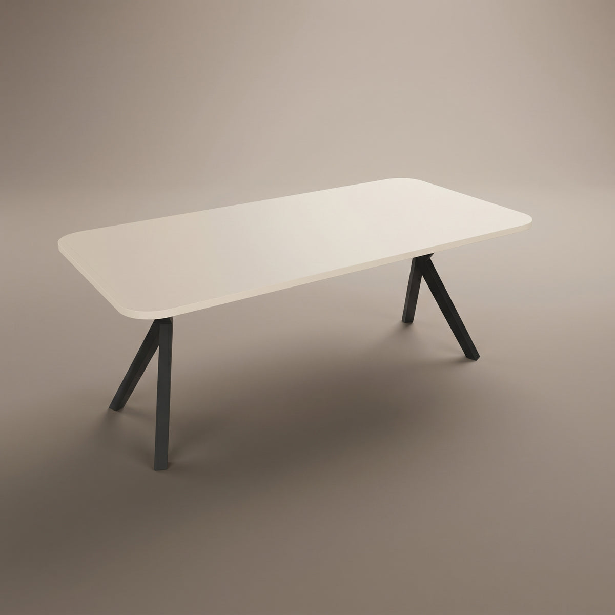 Melamine eettafel Oatmeal Beige - Recht Radius - AX onderstel metaal | Industrial Home