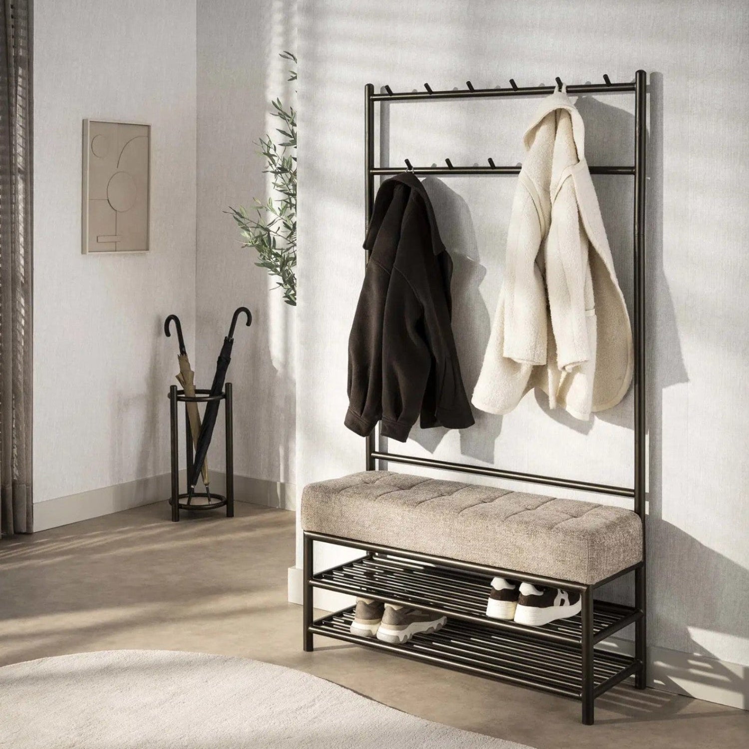 Garderobebank Luno 100cm / Drift brown - Industrial Home