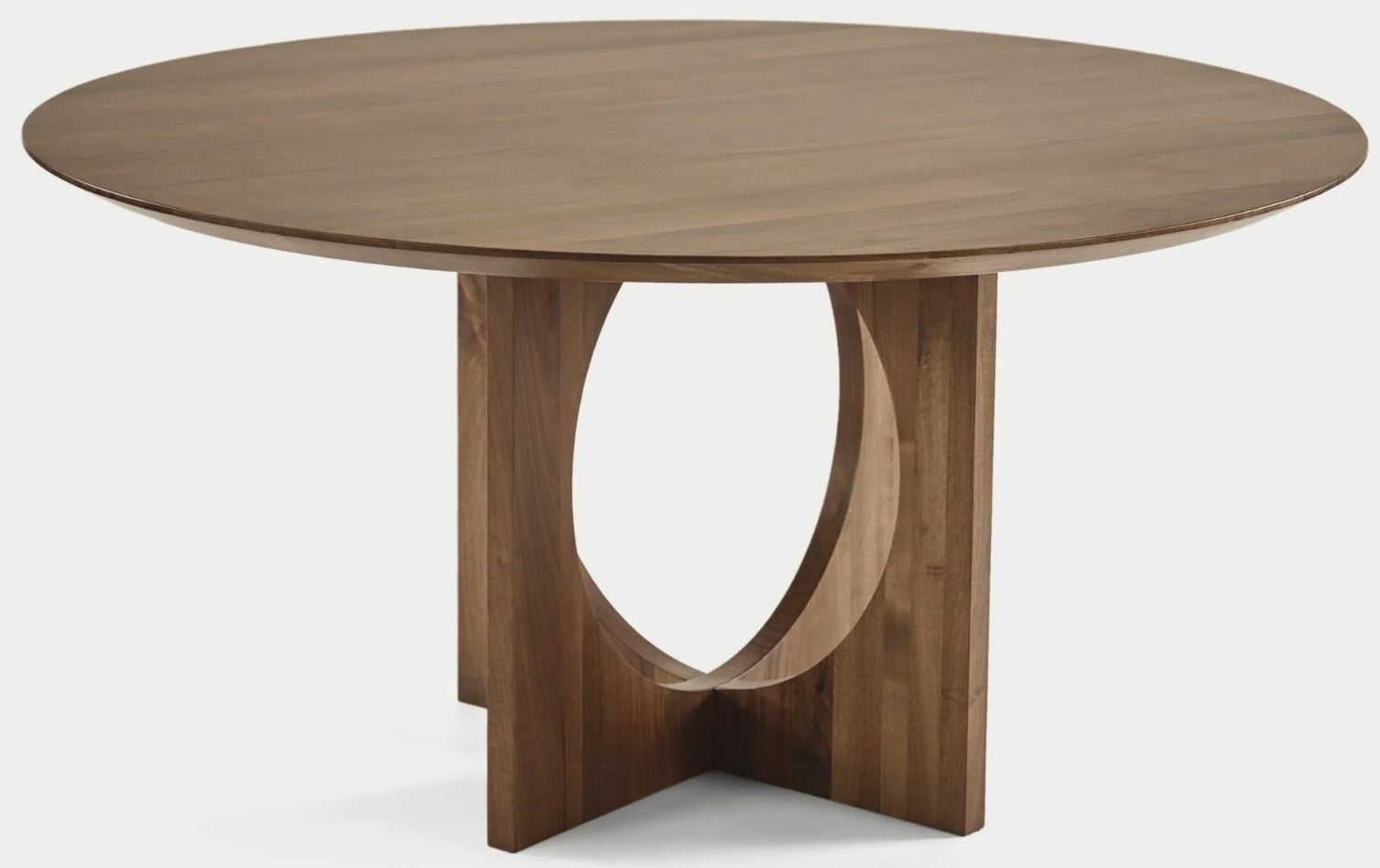 Walnoot houten eettafel - Rond - Flux walnoot onderstel