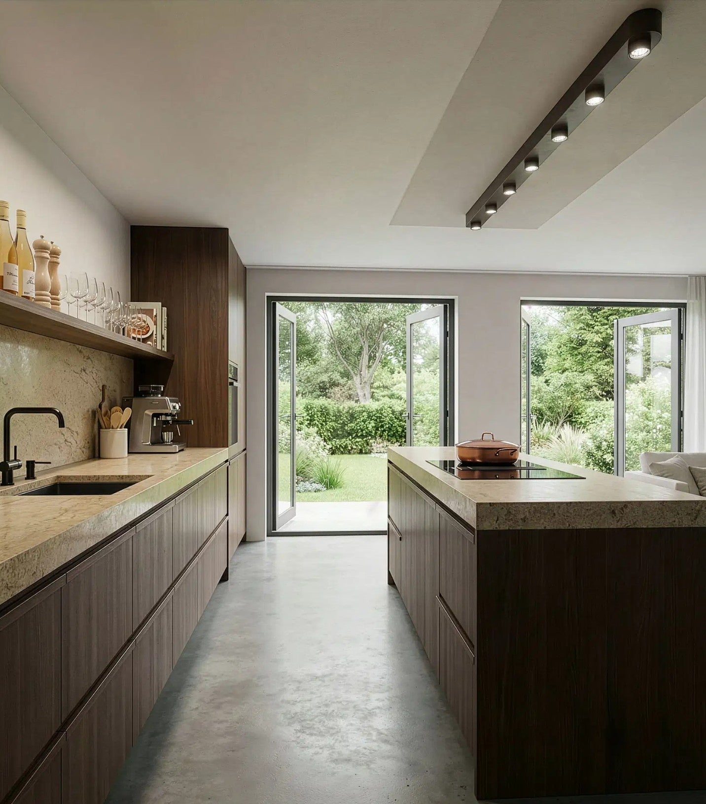 Plafondlamp Bar 7-lichts / Sienna bruin