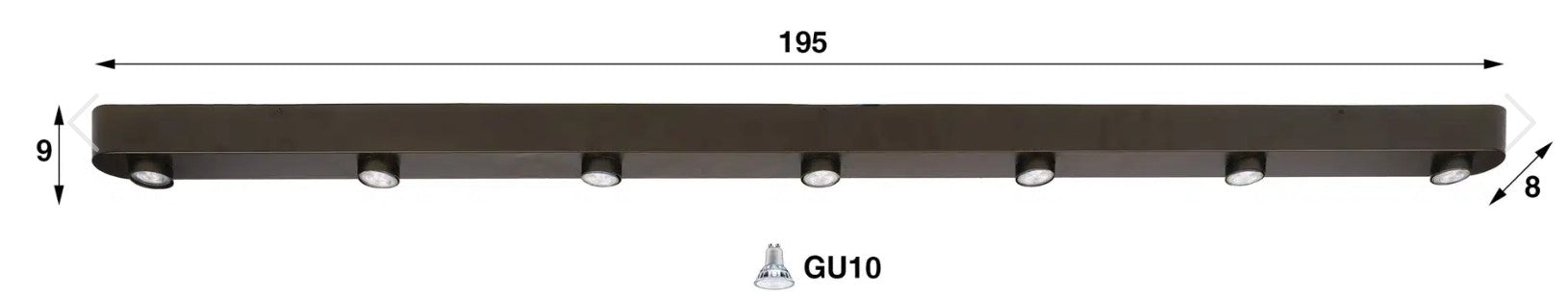 Plafondlamp Bar 7-lichts / Sienna bruin