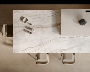 Keramische eettafel Silver Root White- Plat Ovaal - 2 Half cones eiken - Japandi sfeerbeeld 2 - Industrial Home