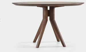 Walnoot eettafel - Rond - Amea walnoot onderstel — zijaanzicht