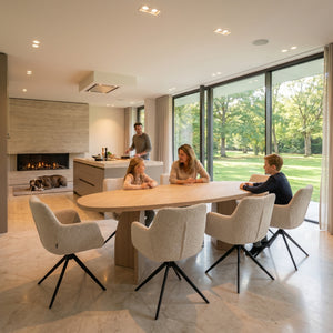 Visgraat eiken eettafel - Deens Recht - V Eiken | Industrial Home