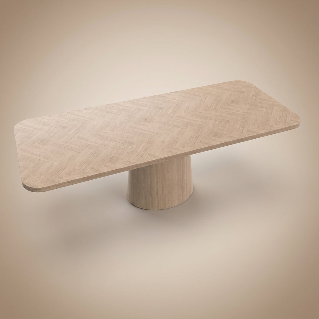 Visgraat eiken eettafel - Recht Radius - Cone eiken