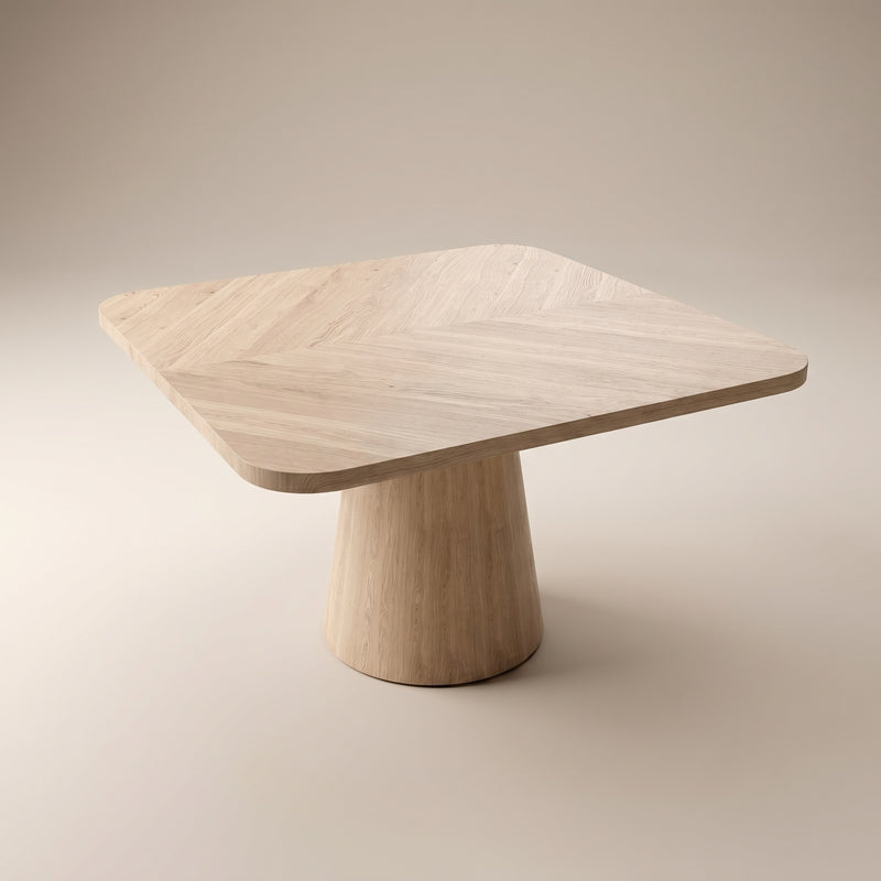 Visgraat eiken eettafel - Vierkant - Cone Eiken | Industrial Home