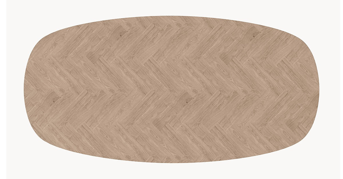 Visgraat eiken eettafel - Deens Recht - Matrix metaal — afbeelding 7 | Industrial Home