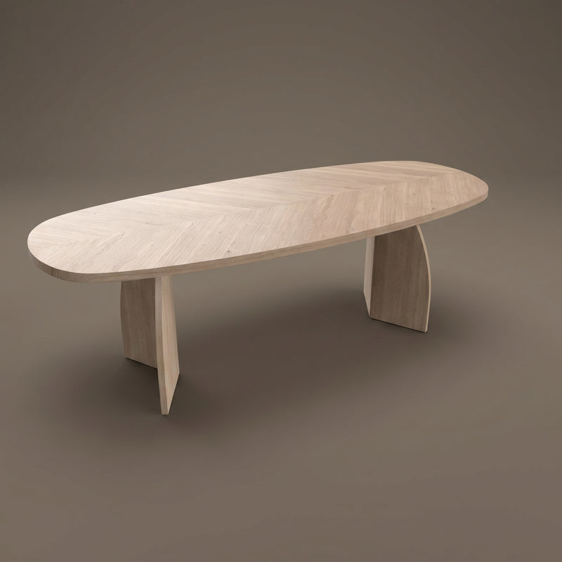 Visgraat eiken eettafel - Deens Recht - V Eiken - foto 2