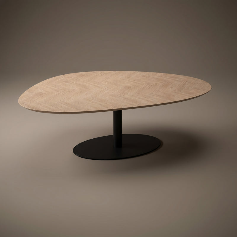 Visgraat eiken eettafel - Kiezel B - Sol metaal | Industrial Home