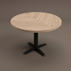 Visgraat eiken eettafel - Rond - Sol X Metaal | Industrial Home